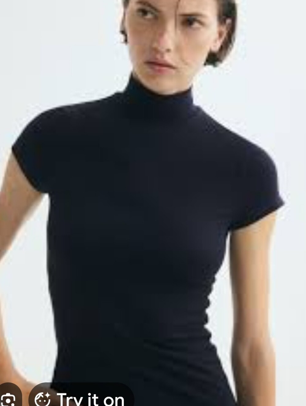 Lauren Ralph Lauren Dark Navy Soft Stretchy Short-Sleeve Turtleneck Top